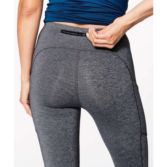 LULULEMON Speed Up Crop (21") Size 2 Heathered Black - Picture 3 of 8